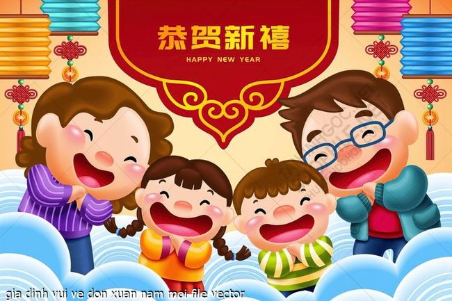 gia dinh vui ve don xuan nam moi file vector